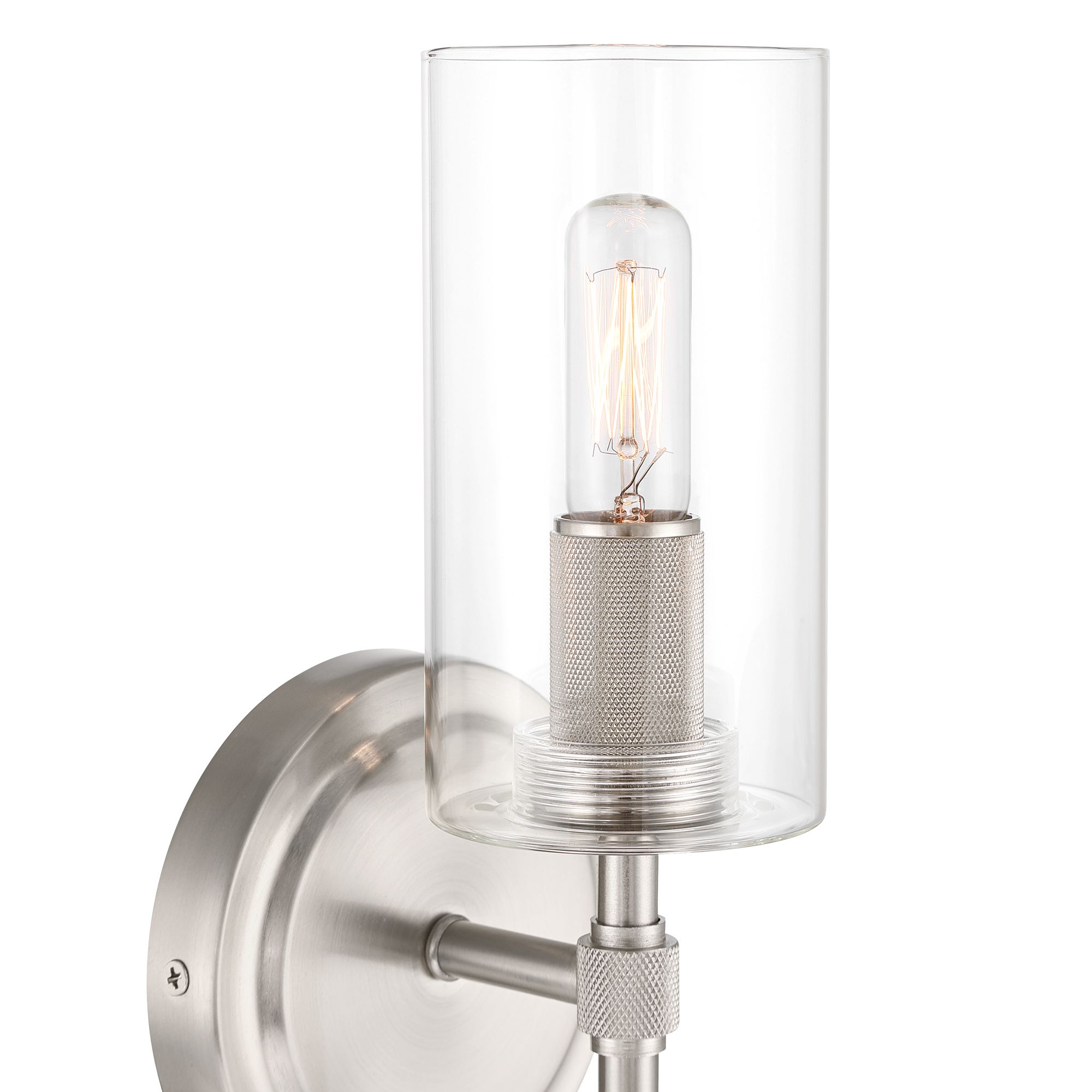 Image 3 Possini Euro Murdock 15 1/2"H Brushed Nickel Clear Glass Wall Sconce more views