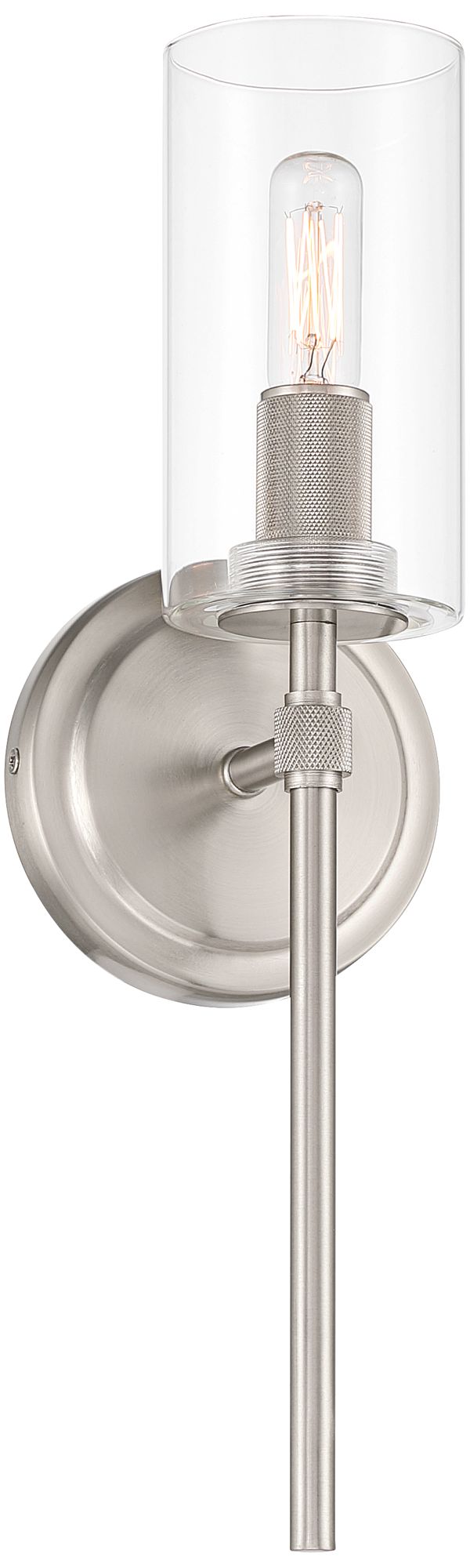 Image 5 Possini Euro Murdock 15 1/2"H Brushed Nickel Clear Glass Wall Sconce more views