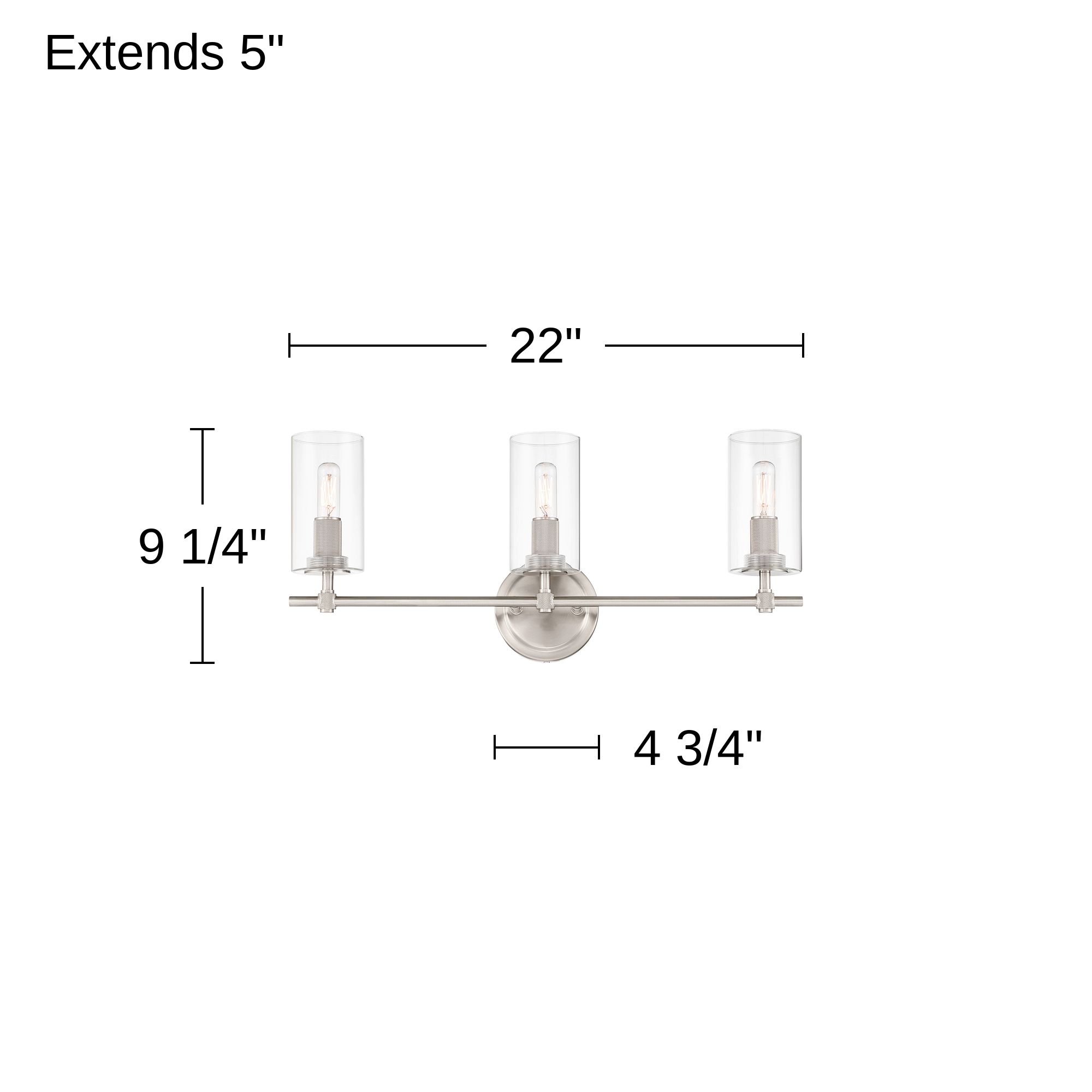 Possini Euro Murdock 22" Brushed Nickel Clear Glass 3-Light Bath Light
