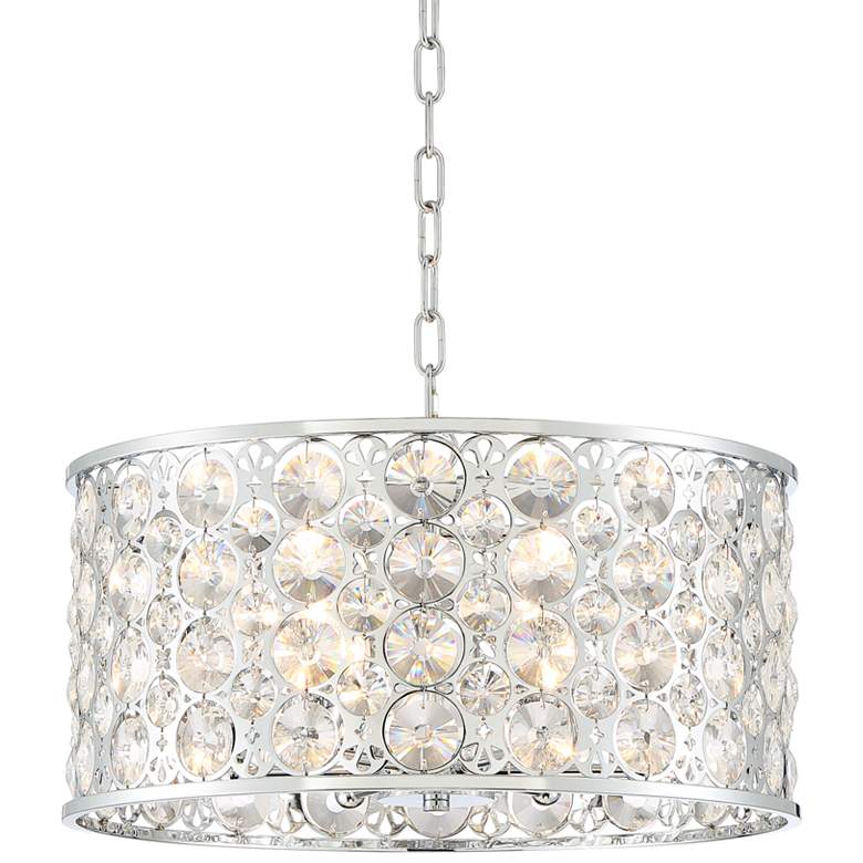 Image 2 Possini Euro Murphy 19 3/4 inch Wide Chrome and Crystal Drum Pendant Light