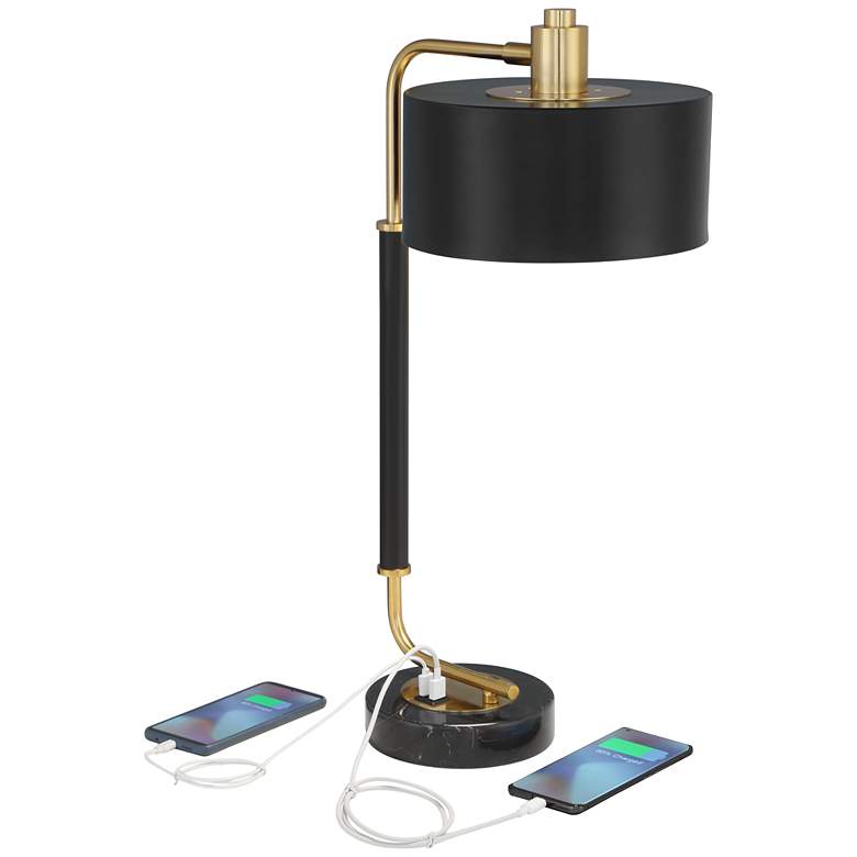 Image 3 Possini Euro Myles 24" Modern Marble Base Dual USB Desk Lamp more views