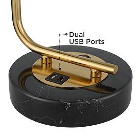 Image5 of Possini Euro Myles 24" Modern Marble Base Dual USB Desk Lamp more views