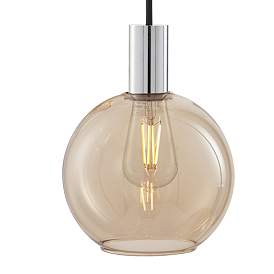 Image3 of Possini Euro Myriad 23 3/4" Wide Chrome Cognac Glass 6-Light Pendant more views