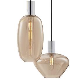 Image4 of Possini Euro Myriad 23 3/4" Wide Chrome Cognac Glass 6-Light Pendant more views