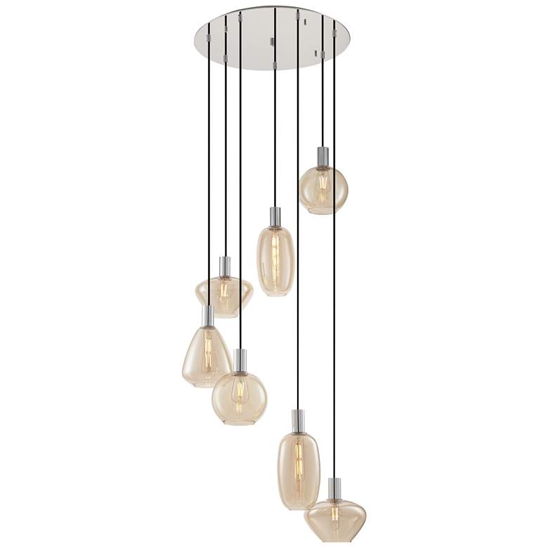 Image 6 Possini Euro Myriad 23 3/4" Wide Chrome Cognac Glass 6-Light Pendant more views