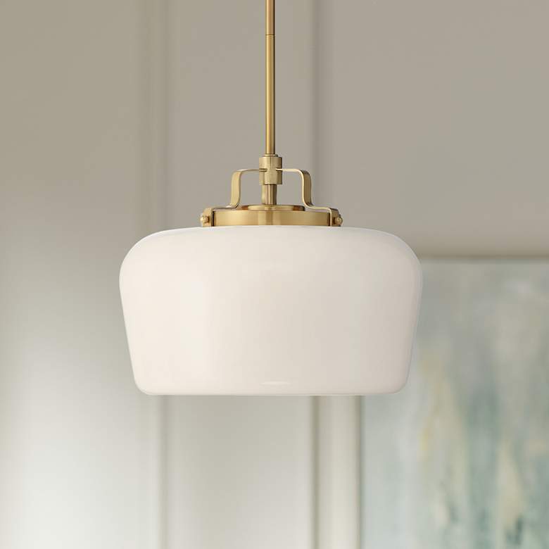 Image 1 Possini Euro Mystic 15" Wide Gold and White Glass Modern Pendant Light