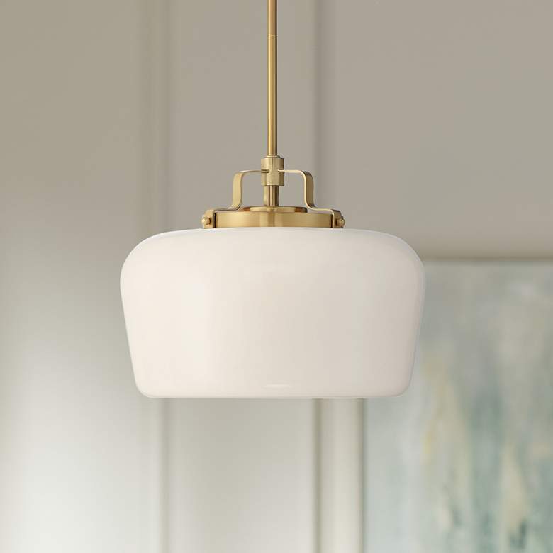 Image 1 Possini Euro Mystic 15 inch Wide Gold and White Glass Modern Pendant Light