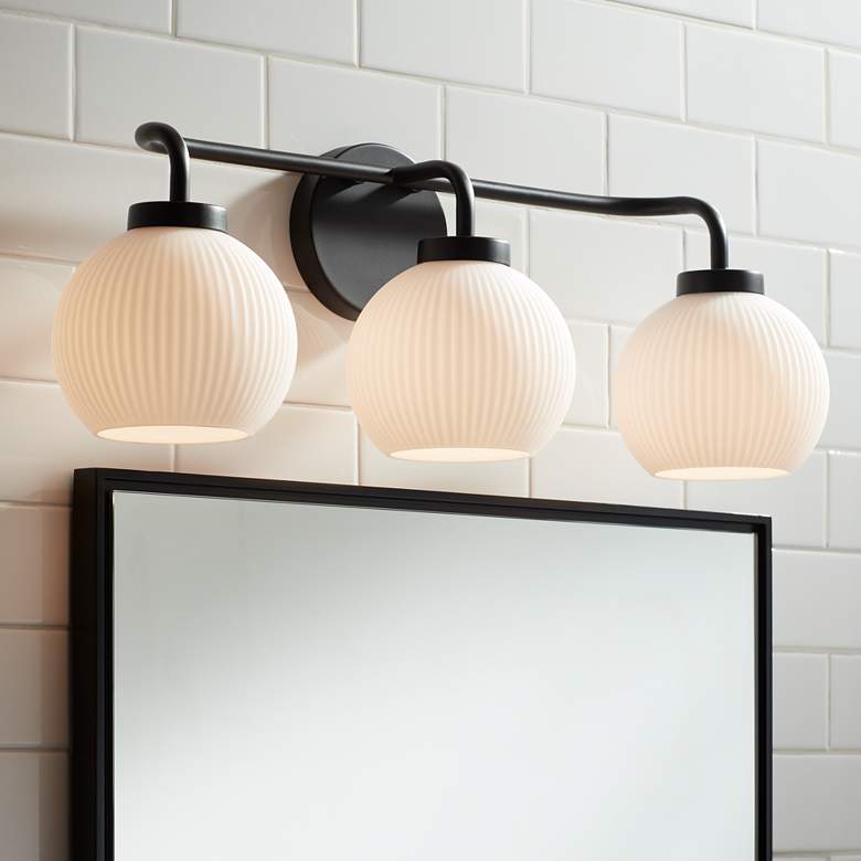 Image 1 Possini Euro Nadia 24" Wide Black 3-Light Bath Light