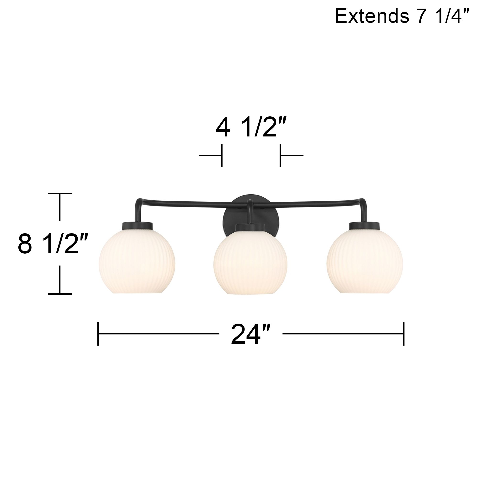 Possini Euro Nadia 24" Wide Black 3-Light Bath Light