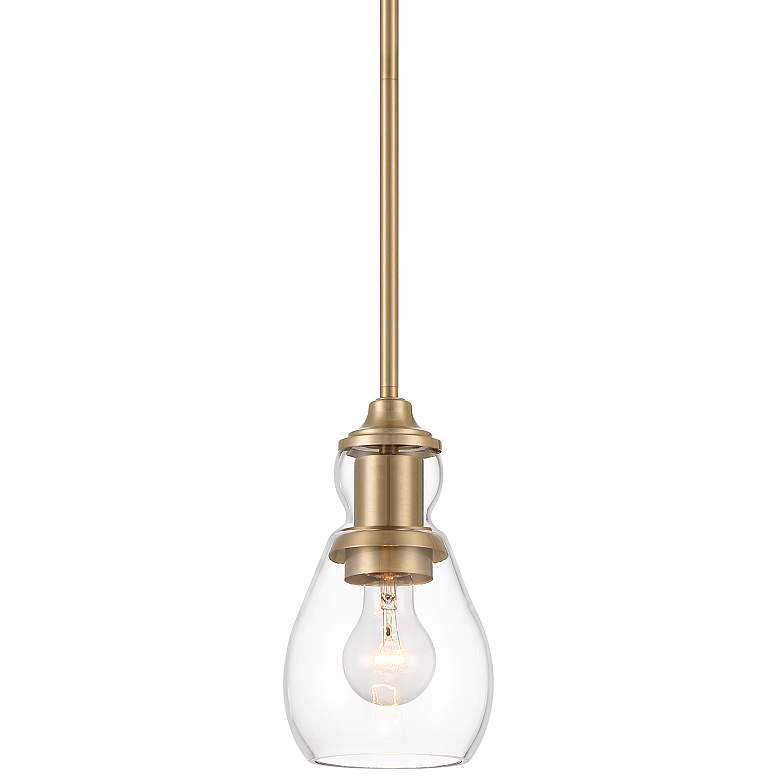 Image 2 Possini Euro Nagano 5 1/2" Wide Warm Brass Clear Glass Mini Pendant