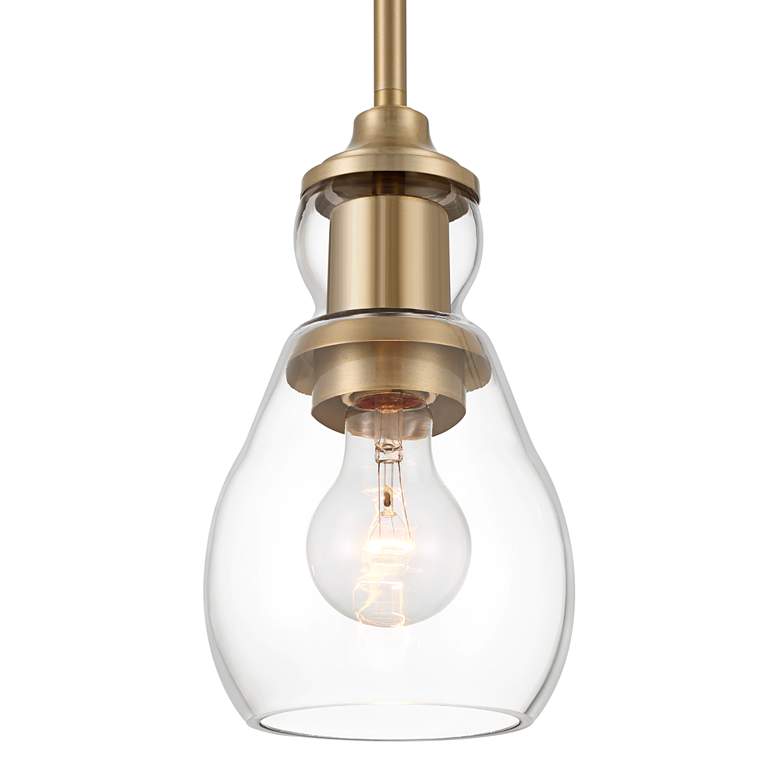 Image 3 Possini Euro Nagano 5 1/2" Wide Warm Brass Clear Glass Mini Pendant more views