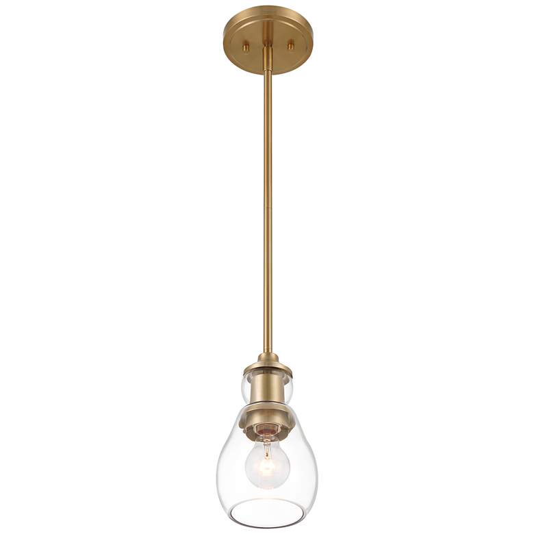 Image 7 Possini Euro Nagano 5 1/2" Wide Warm Brass Clear Glass Mini Pendant more views