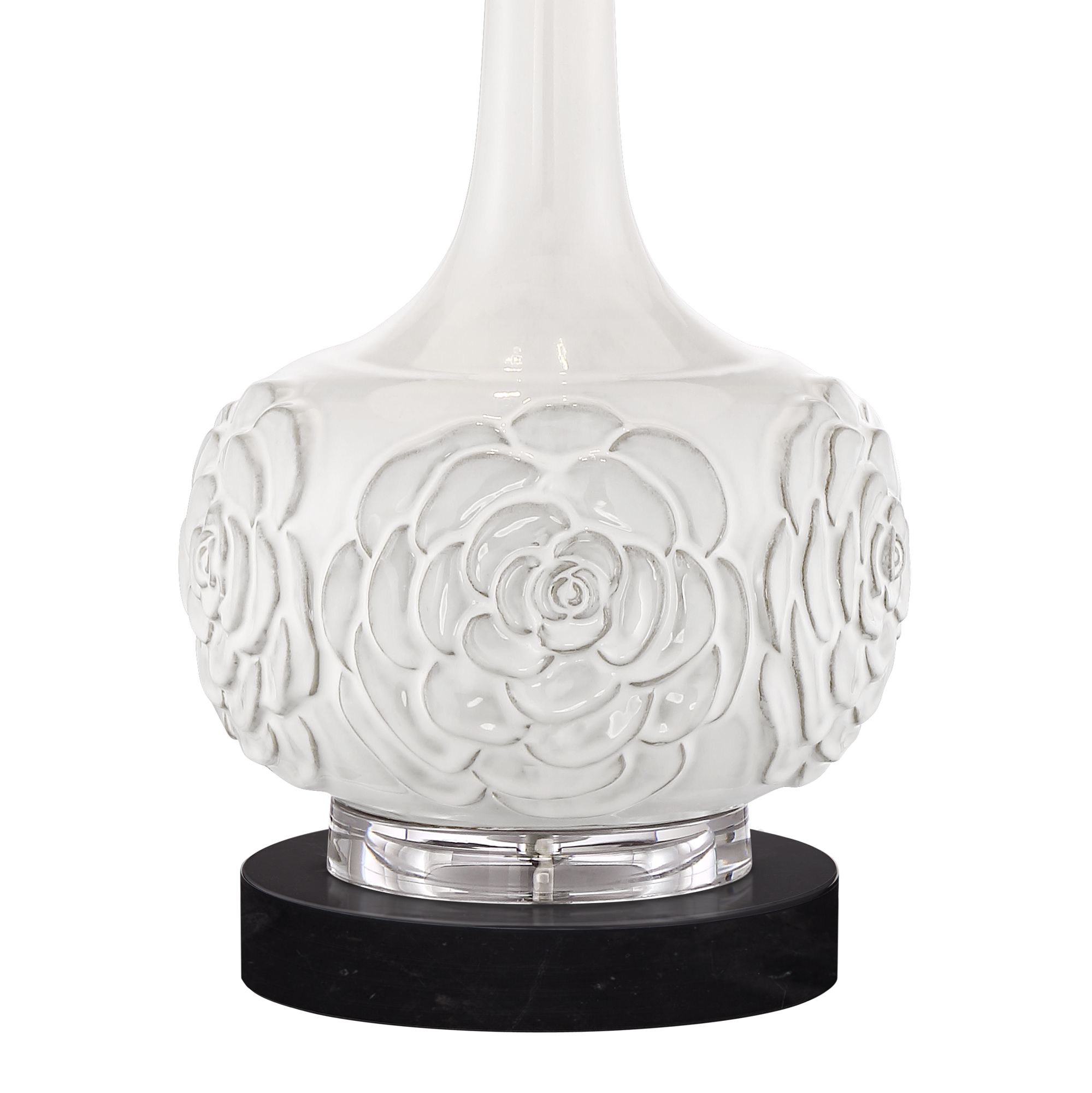 Thumbnail4 of Possini Euro Natalia 27" Ceramic Lamp with Round Black Marble Riser more views
