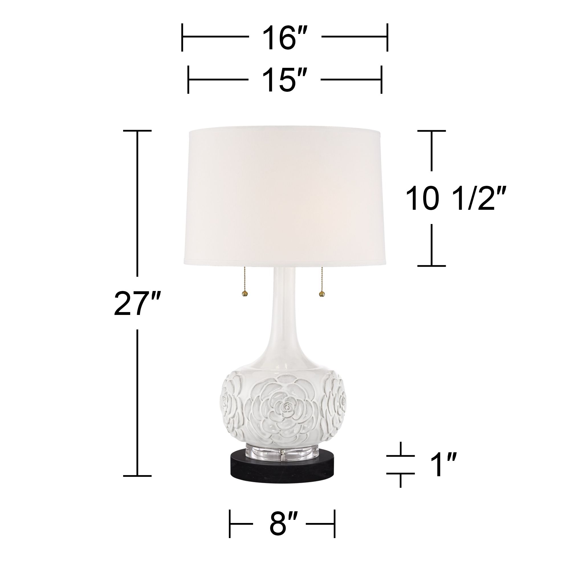 Possini Euro Natalia 27" Ceramic Lamp with Round Black Marble Riser