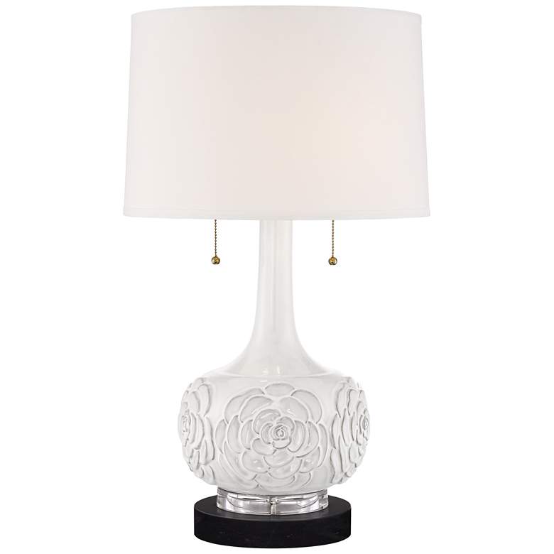 Image 1 Possini Euro Natalia 27" Ceramic Lamp with Round Black Marble Riser