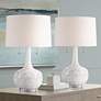 1_Possini Euro Natalia 27" White Ceramic Floral Table Lamps Set of 2