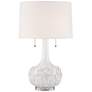 Possini Euro Natalia 27" White Floral Ceramic Table Lamp with Dimmer
