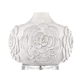 Image4 of Possini Euro Natalia 27" White Floral Ceramic Table Lamp with Dimmer more views