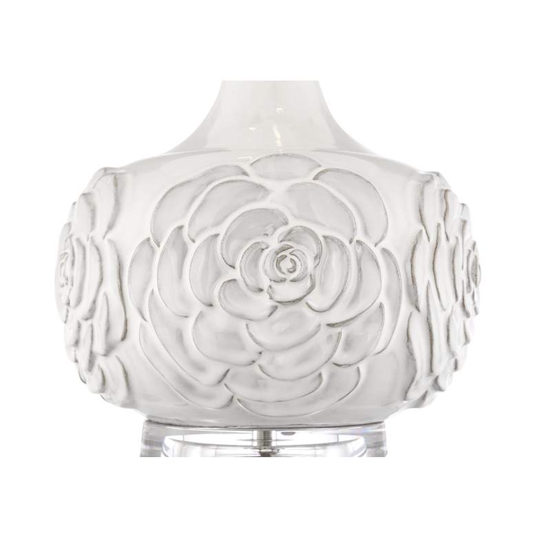 Image 4 Possini Euro Natalia 27" White Floral Ceramic Table Lamp with Dimmer more views