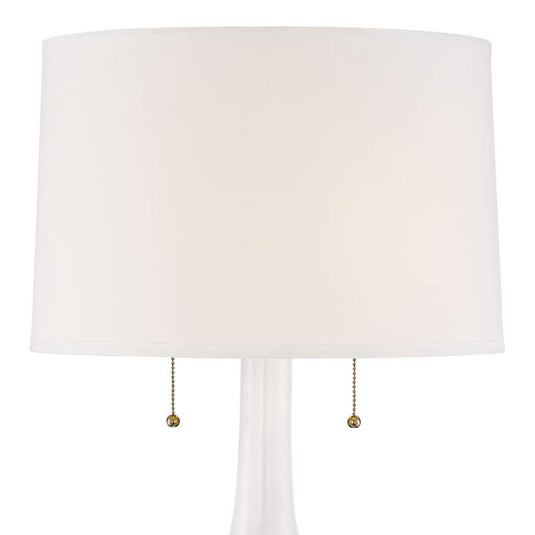 Image 3 Possini Euro Natalia 27" White Floral Table Lamp with USB Dimmer more views