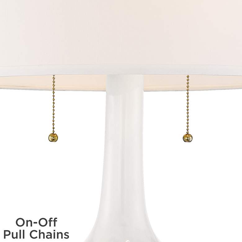Image 4 Possini Euro Natalia 27" White Floral Table Lamp with USB Dimmer more views