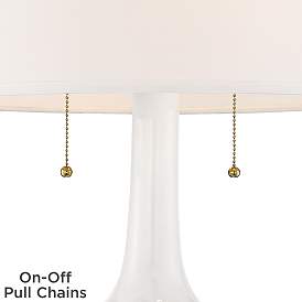 Image5 of Possini Euro Natalia 27" White Modern Luxe Ceramic Floral Table Lamp more views