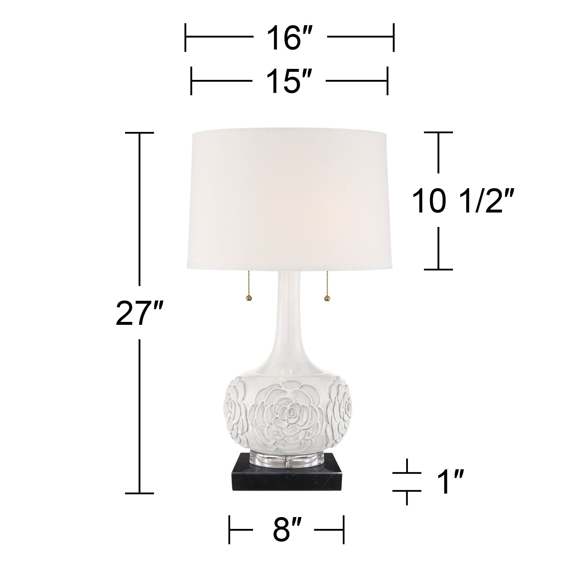Image 5 Possini Euro Natalia 27" White Ceramic Lamp with Black Marble Riser more views