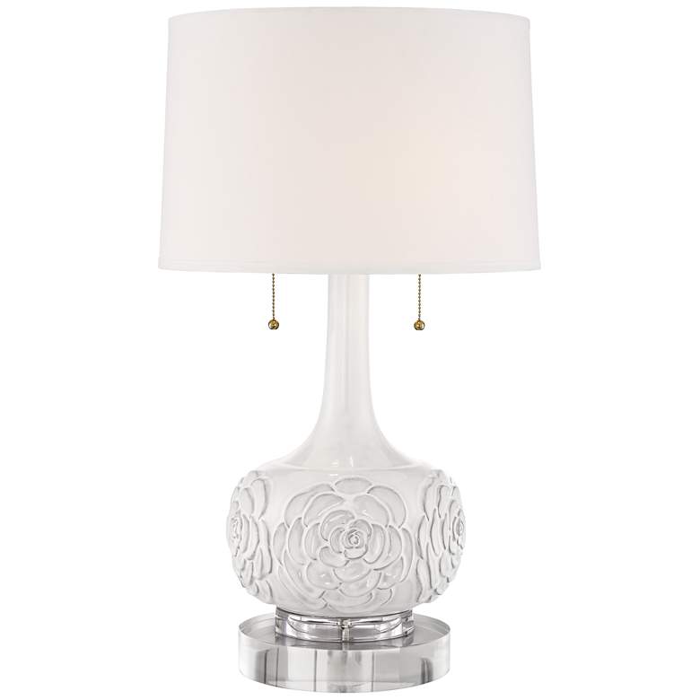 Image 1 Possini Euro Natalia 28 1/2" Floral Ceramic Lamp with Acrylic Riser