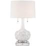 1_Possini Euro Natalia 28 1/2" White Floral Table Lamp with Square Riser
