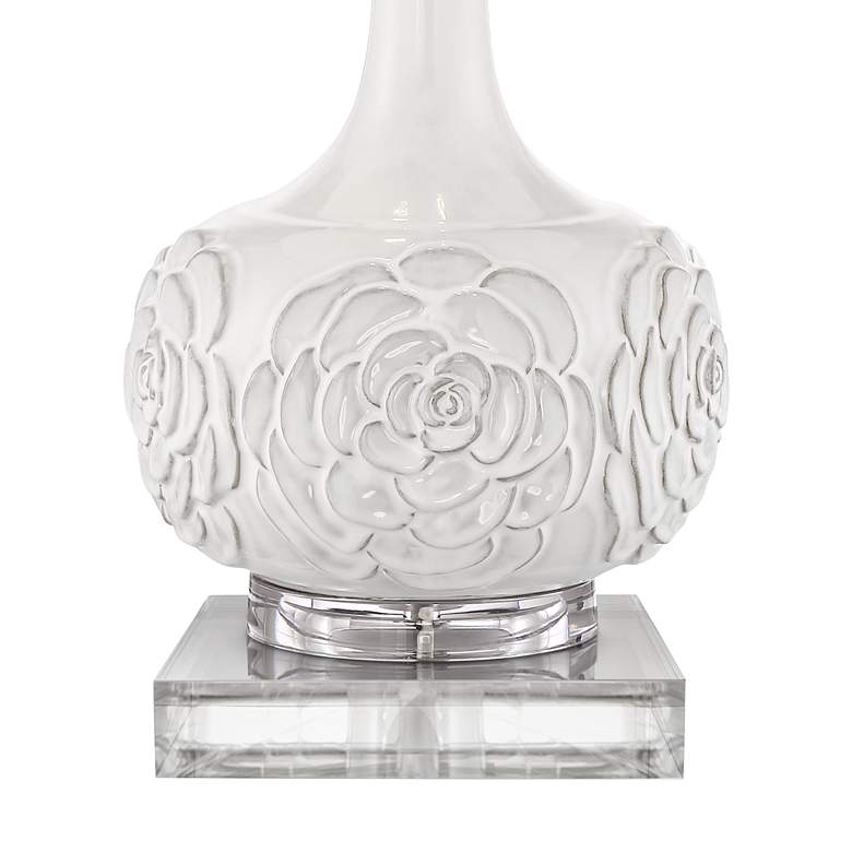 Image 4 Possini Euro Natalia 28 1/2" White Floral Table Lamp with Square Riser more views