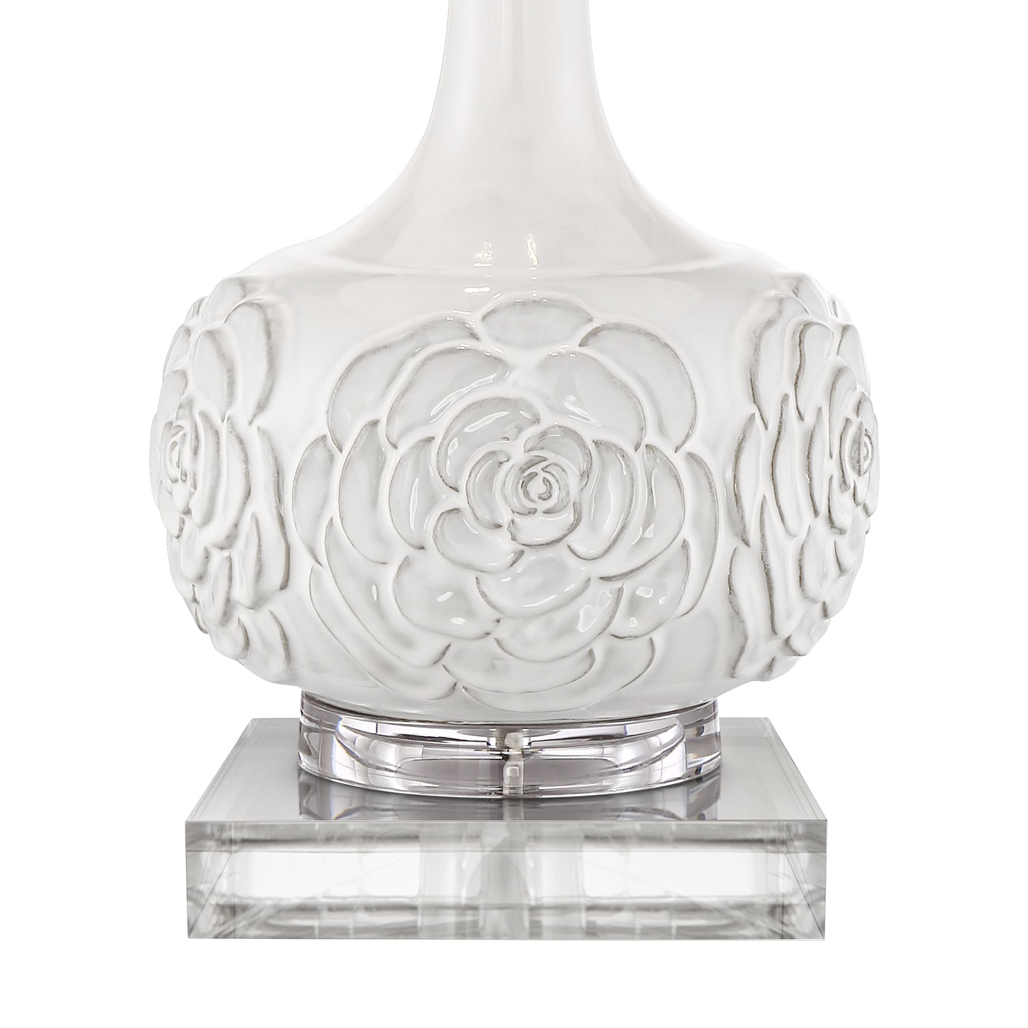 Image 4 Possini Euro Natalia 28 1/2" White Floral Table Lamp with Square Riser more views