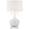 Possini Euro Natalia White Ceramic Floral Table Lamp with Marble Riser