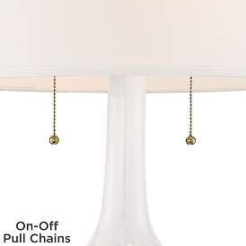 Image3 of Possini Euro Natalia White Ceramic Floral Table Lamp with Marble Riser more views
