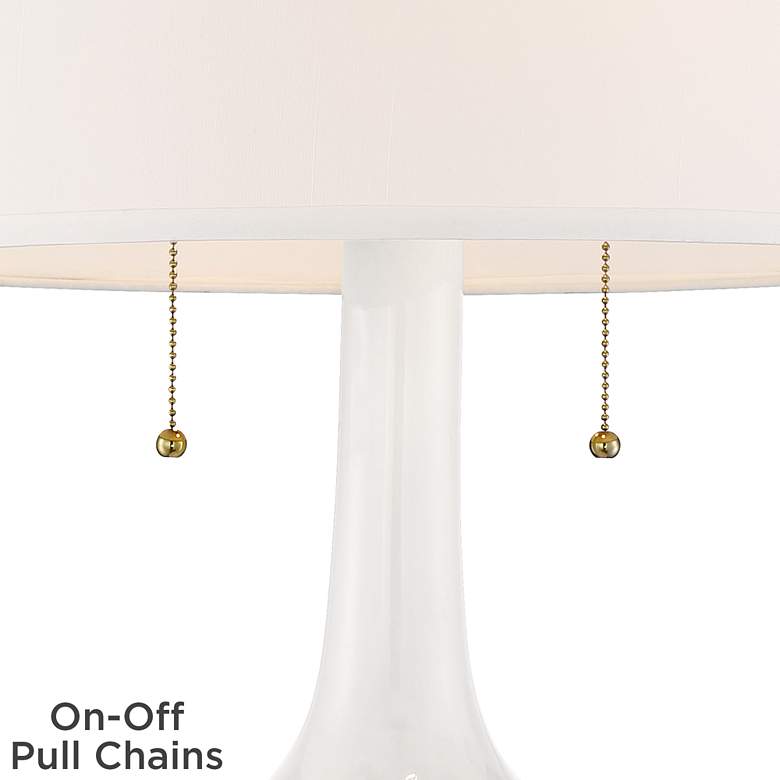Possini Euro Natalia White Ceramic Floral Table Lamp with Marble Riser more views