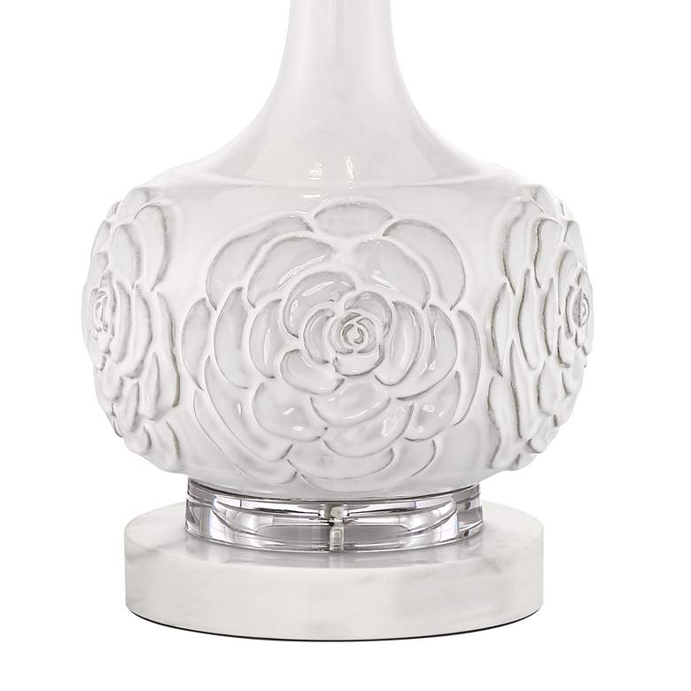 Image 4 Possini Euro Natalia White Ceramic Floral Table Lamp with Marble Riser more views
