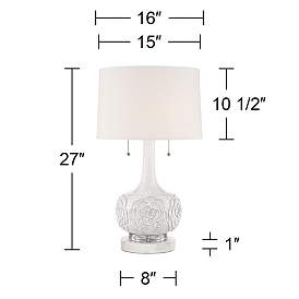 Image5 of Possini Euro Natalia White Ceramic Floral Table Lamp with Marble Riser more views
