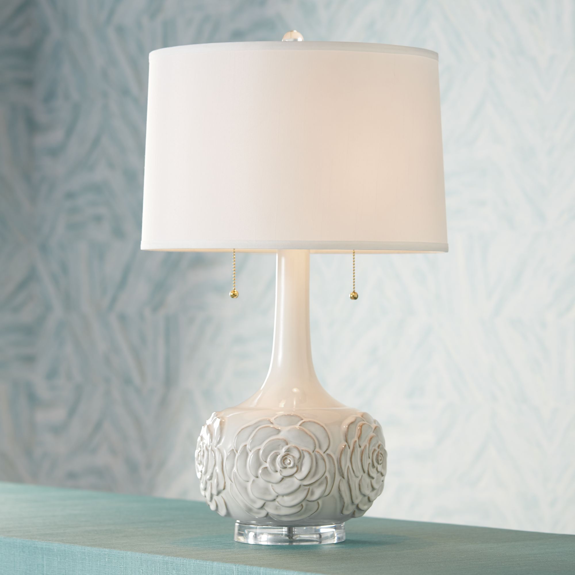 white floral table lamp