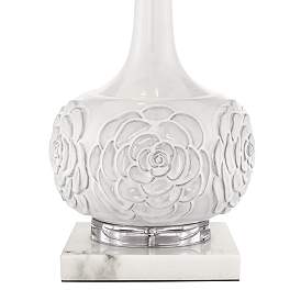 Image4 of Possini Euro Natalia White Ceramic Lamp with Square White Marble Riser more views