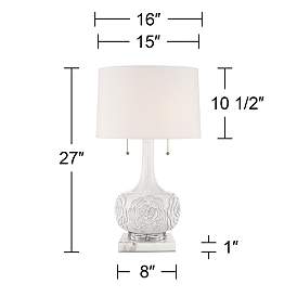 Image5 of Possini Euro Natalia White Ceramic Lamp with Square White Marble Riser more views