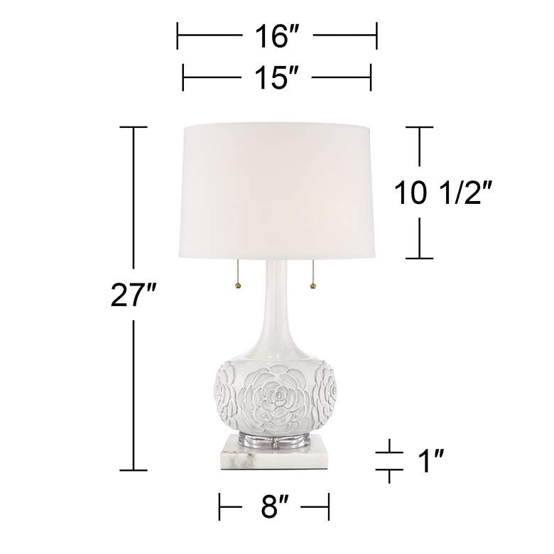 Image 5 Possini Euro Natalia White Ceramic Lamp with Square White Marble Riser more views