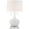 Possini Euro Natalia White Floral Table Lamp With 8" Wide Square Riser