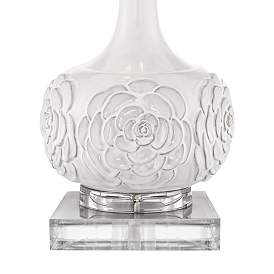Image4 of Possini Euro Natalia White Floral Table Lamp With 8" Wide Square Riser more views