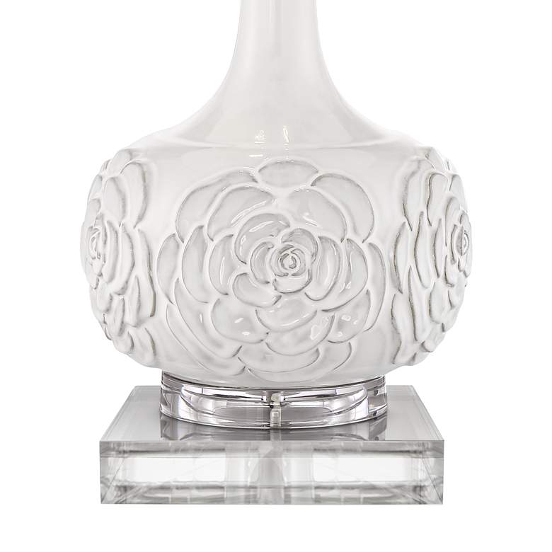 Image 4 Possini Euro Natalia White Floral Table Lamp With 8 inch Wide Square Riser more views