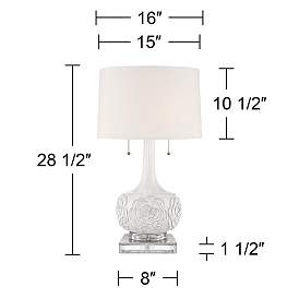 Image5 of Possini Euro Natalia White Floral Table Lamp With 8" Wide Square Riser more views
