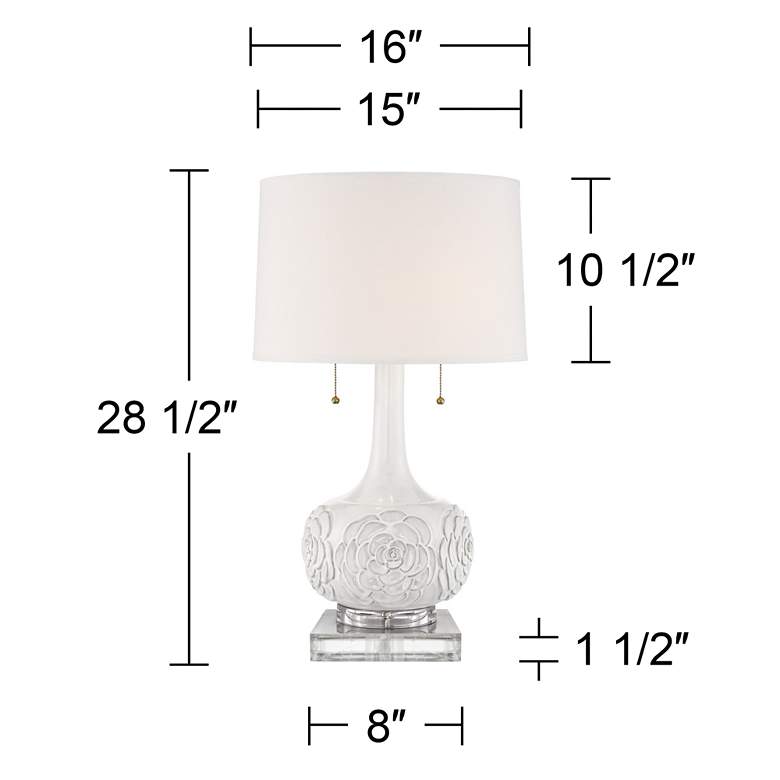Image 5 Possini Euro Natalia White Floral Table Lamp With 8 inch Wide Square Riser more views