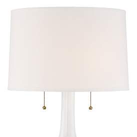 Image3 of Possini Euro Natalia White Floral Table Lamp with Dimmer with USB Port more views