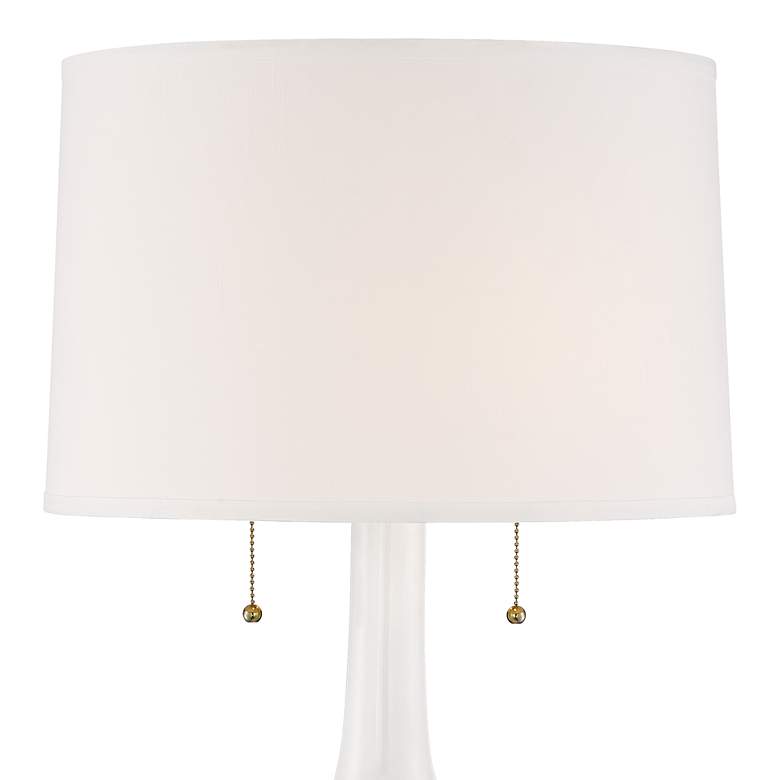 Image 3 Possini Euro Natalia White Floral Table Lamp with Dimmer with USB Port more views