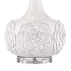 Image5 of Possini Euro Natalia White Floral Table Lamp with Dimmer with USB Port more views