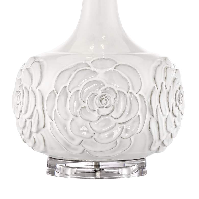 Image 5 Possini Euro Natalia White Floral Table Lamp with Dimmer with USB Port more views