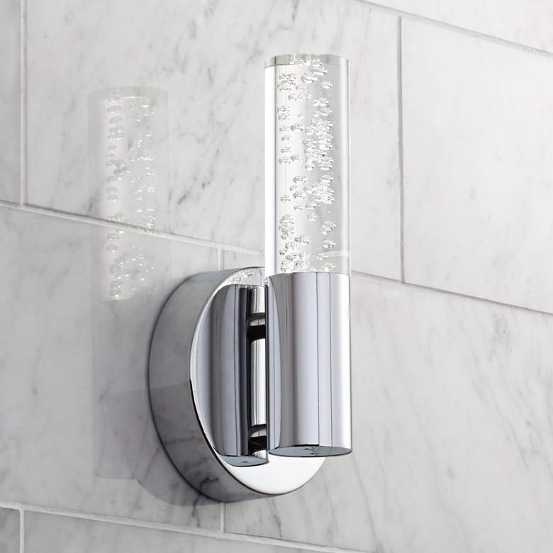 Image 1 Possini Euro Natalya Bubble Tube 9" High Chrome LED Wall Sconce